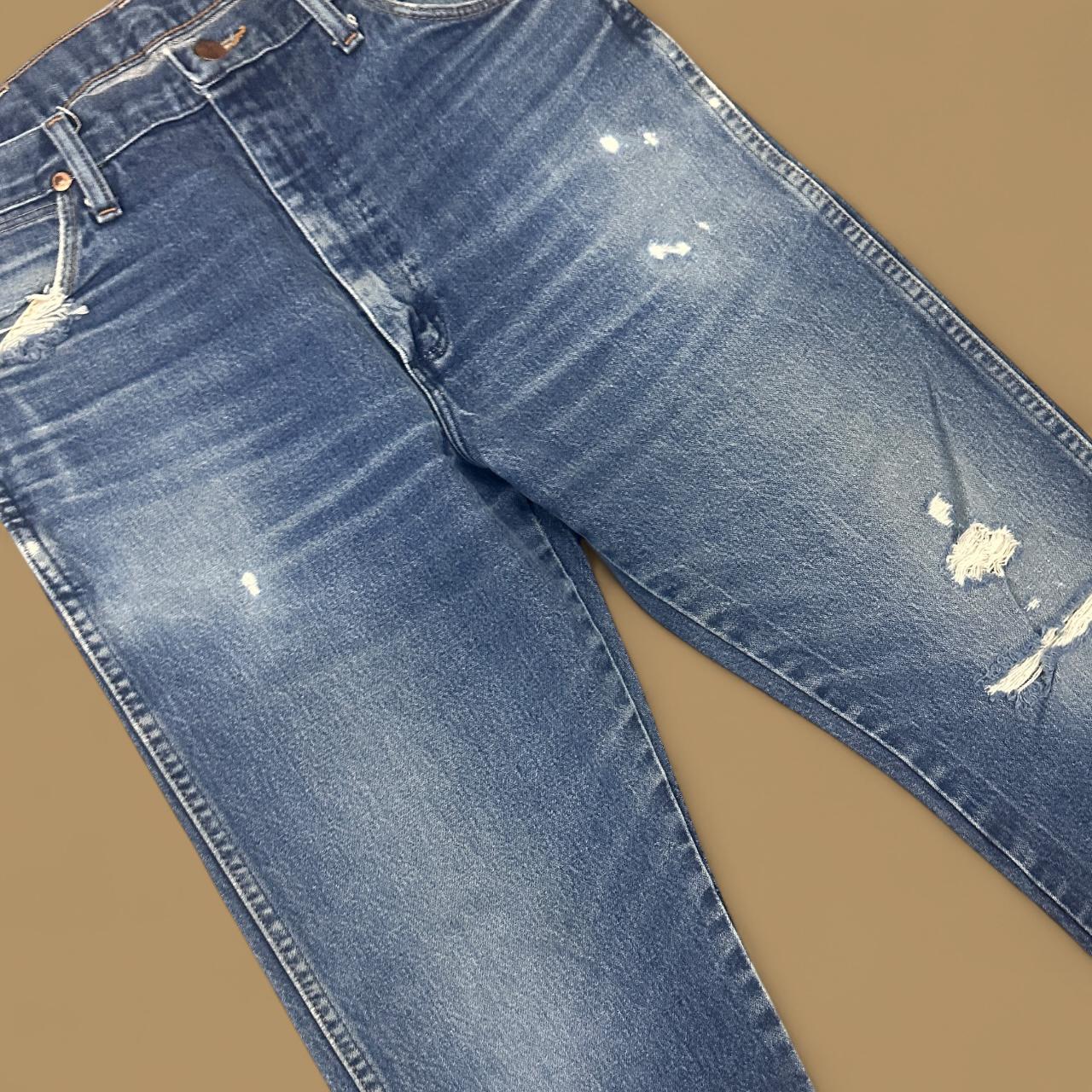 Vintage Wrangler USA Distressed Straight Leg Jeans Mid Blue W32 L36