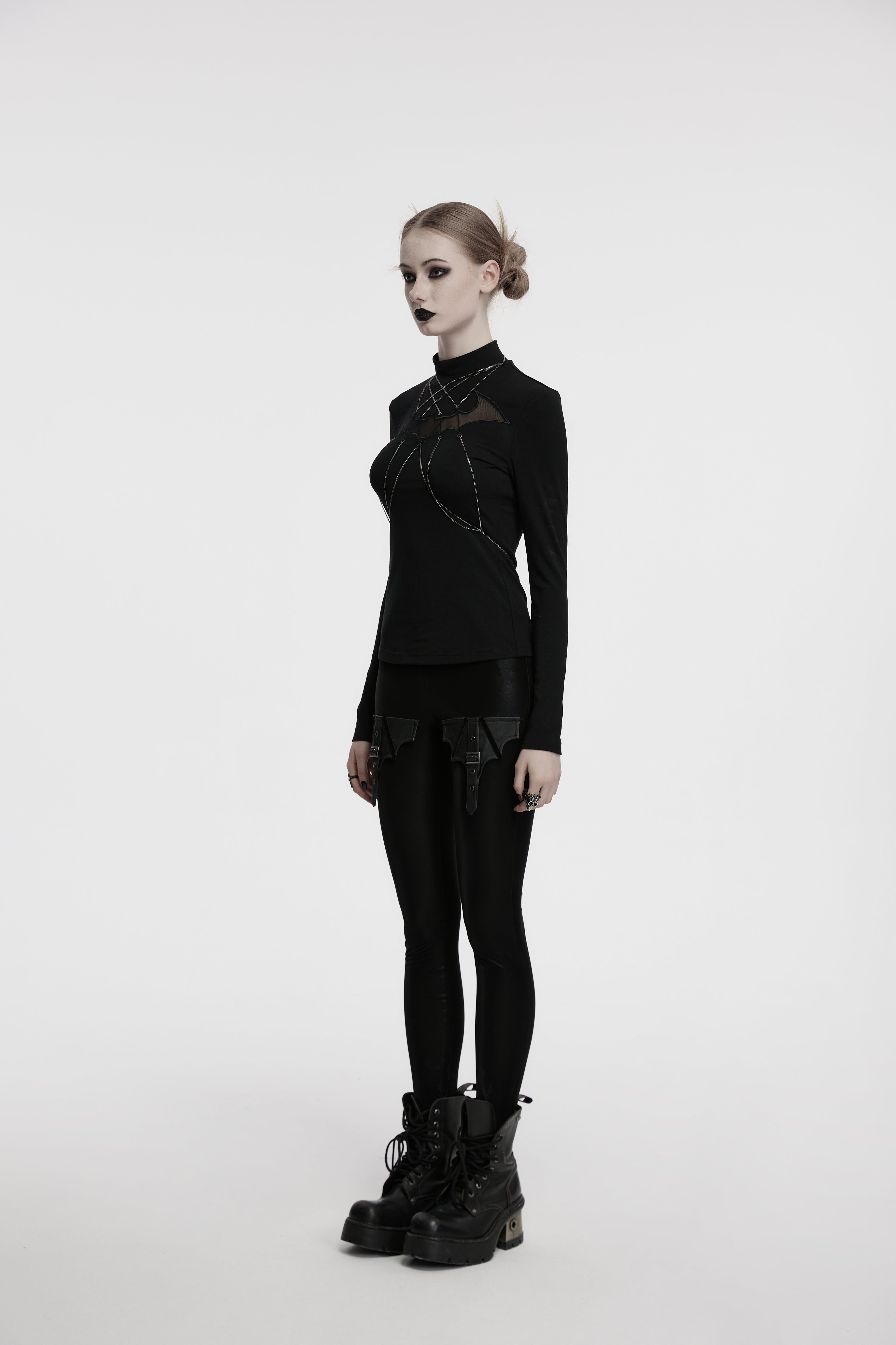 Punk Rave Morrigan Bat Chain Goth Top In Black