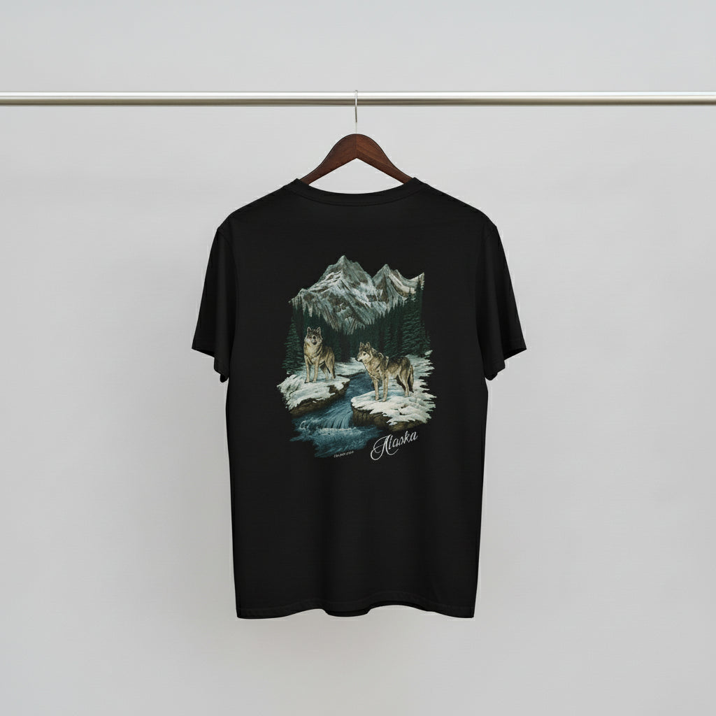 Brag Vintage Alaska Wolf T-Shirt Black