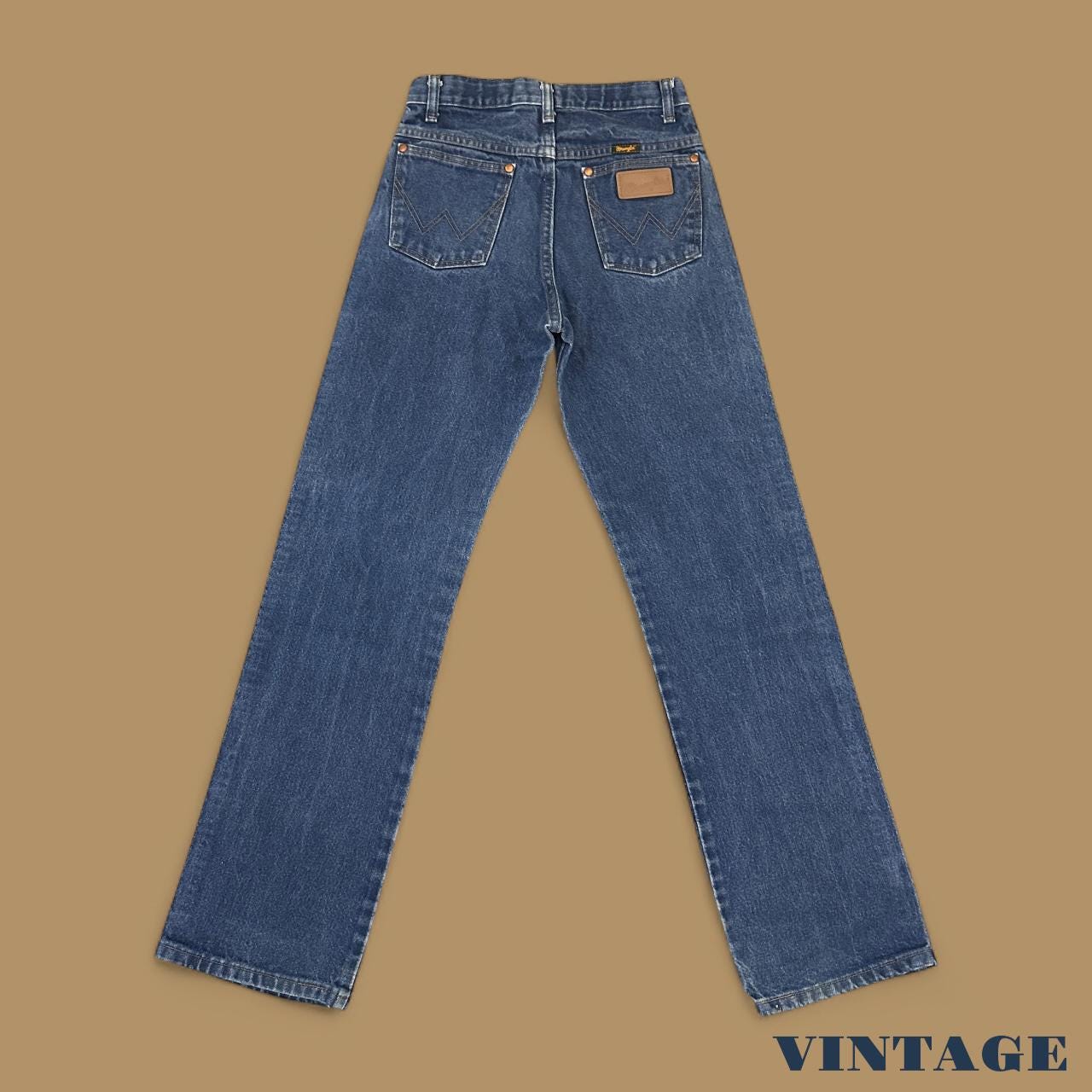 Vintage Wrangler Distressed Straight Leg Boyfriend/Mom Jeans Dark Blue W26 L30