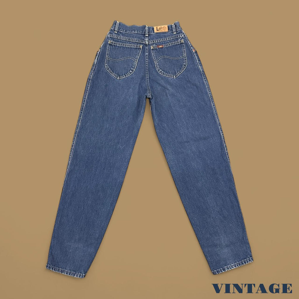 Vintage 80s Lee Baggy Tapered Jeans Dark Blue W23 L29