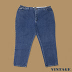 Vintage 90s Lee Elastic Waist Tapered Leg Mom Jeans Dark Blue W48 L30