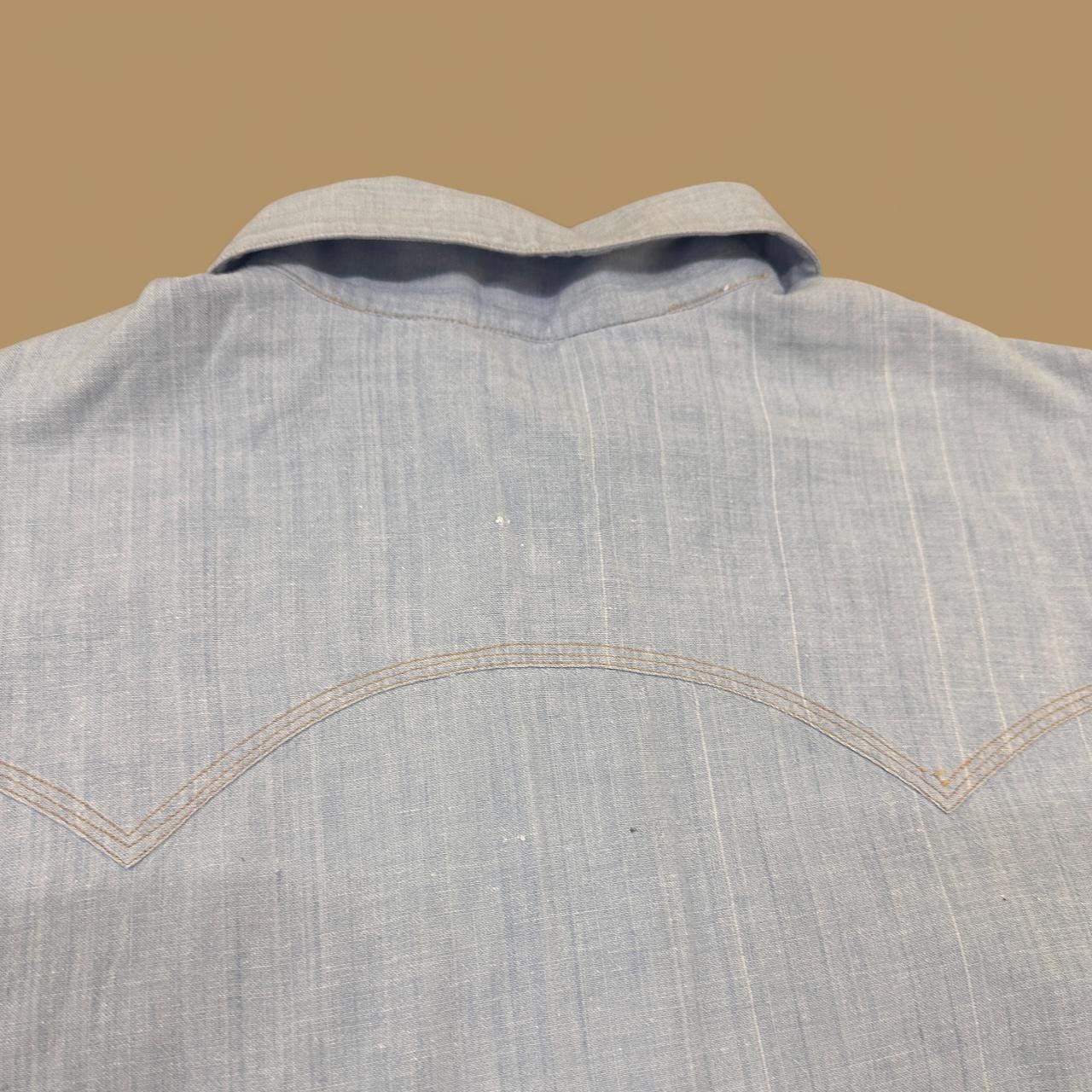 Vintage 80s Jeffery Rogers Western Denim Shirt Light Blue XL