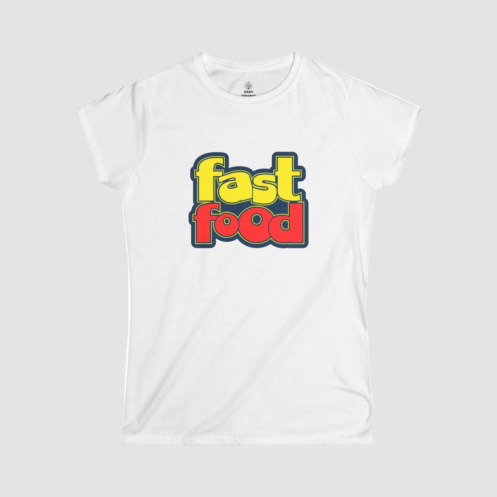Brag Vintage Fast Food Fitted T-Shirt White