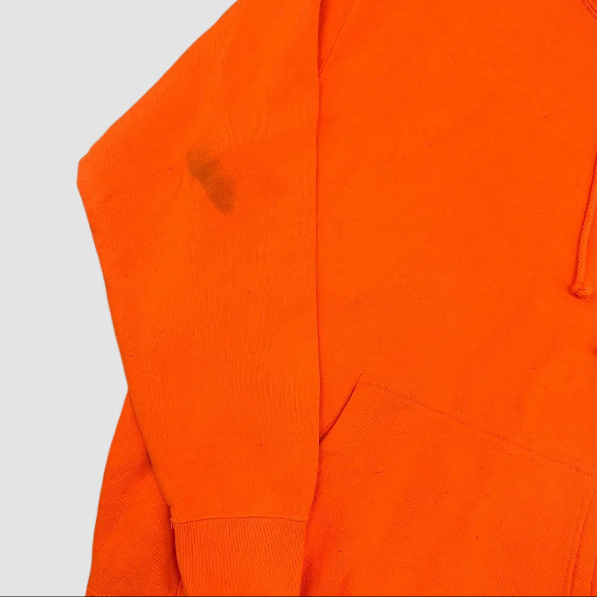 Vintage Precision Contractors Graphic Print Hoodie Neon Orange Large