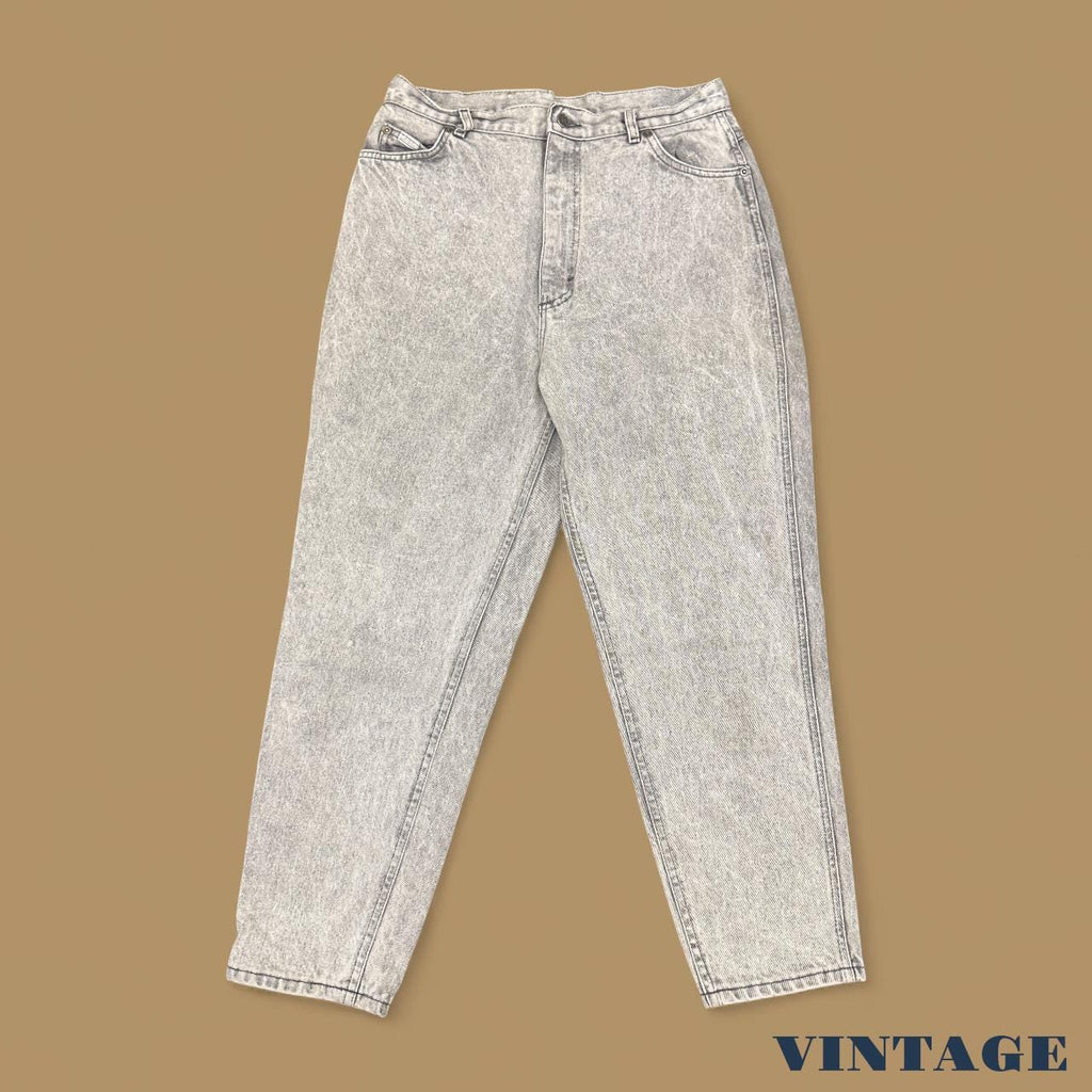 Vintage 90s Lee Tapered Leg Mom Jeans Grey Acid Wash W31 L27
