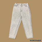 Vintage 90s Lee Tapered Leg Mom Jeans Grey Acid Wash W31 L27