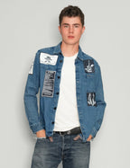 Patched Denim Shirt in Blue