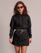 Party Back Hoodie Dress in Black