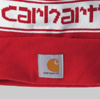 Carhartt Jacquard Knit Pom-Pom Logo Beanie Red