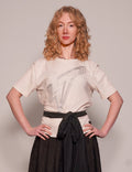 ST Silver Logo Tie-Tee in Ecru with Black Tie
