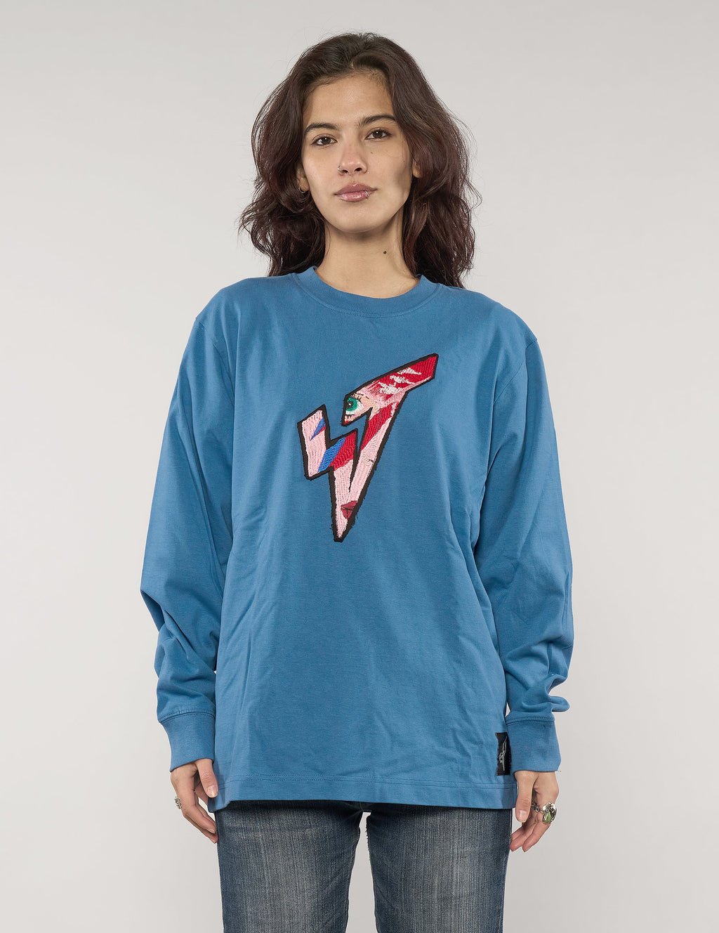 ST Aladdin Sane Long Sleeve Logo Tee in Blue