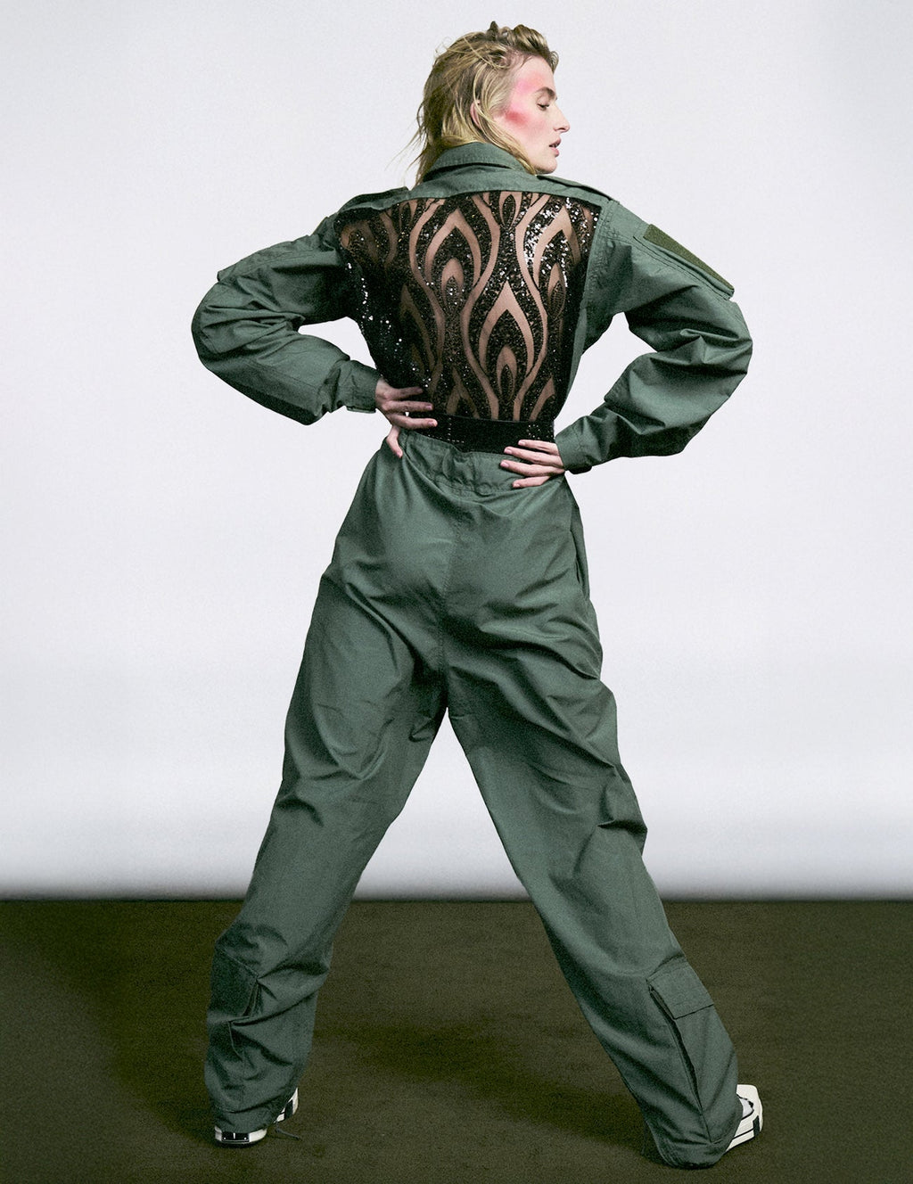 Party Back Jumpsuit in Khaki