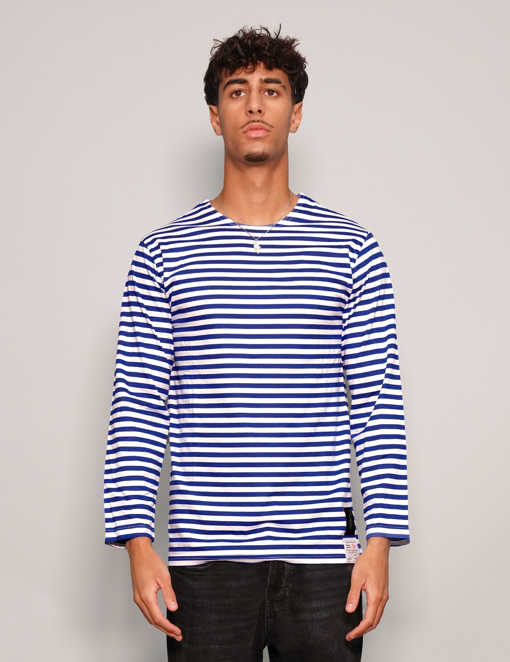 Vintage Naval Long Sleeve T-Shirt in Blue Stripe