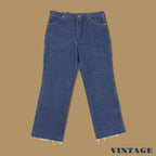 Vintage Wrangler USA Made Raw Hem Straight Leg Ankle Jeans Dark Blue W36 L28