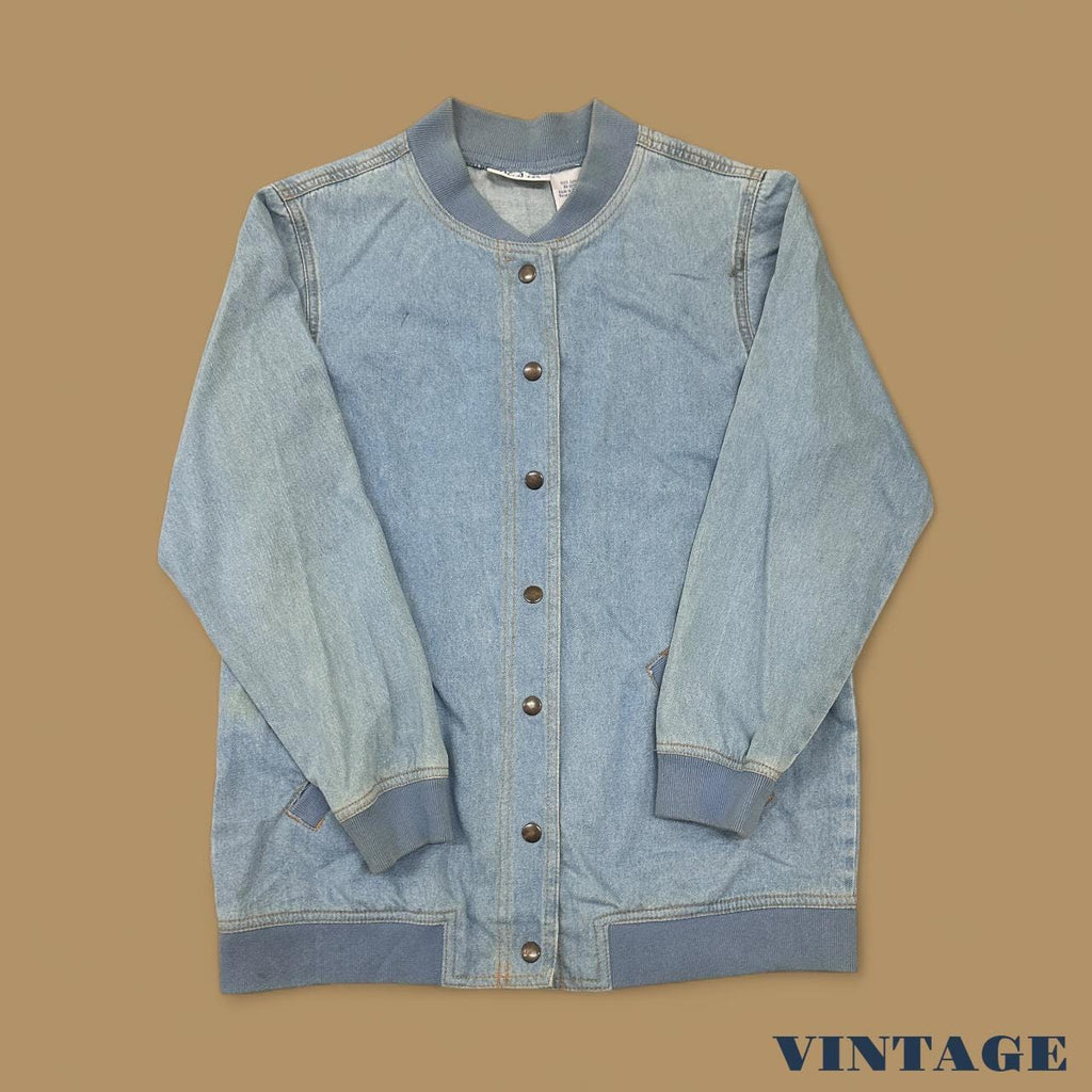 Vintage Blair Denim Bomber Jacket Light Blue Small