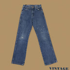Vintage Wrangler Distressed Straight Leg Boyfriend/Mom Jeans Dark Blue W26 L30