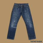 Vintage Levi's 511 Slim Straight Paint Splatter Jeans Dark Blue W31 L30