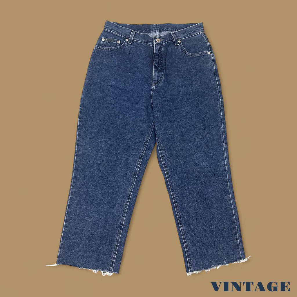 Vintage Lee Relaxed Fit Raw Hem Jeans Dark Blue W32 L24