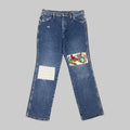 Vintage Wrangler Patchwork Straight Leg Jeans Dark Blue W32 L30