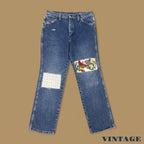 Vintage Wrangler USA Custom Bird Patched Straight Leg Jeans Mid Blue W32 L30