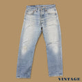 Vintage Levi's 501 Distressed Grunge Straight Leg Jeans Light Blue W33 L30