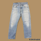 Vintage Levi&#39;s 501 Distressed Grunge Straight Leg Jeans Light Blue W33 L30
