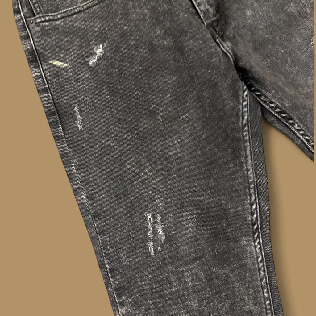 Vintage Levi's 512 Distressed Raw Hem Straight Ankle Jeans Charcoal Black W34 L26