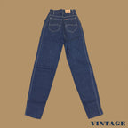 Vintage 80s Lee Tapered Leg Pinstripe Mom Jeans Dark Blue W24 L34