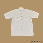 Vintage Short Sleeved Denim Shirt White XXL