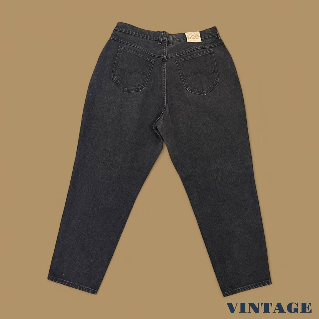 Vintage 90s Lee Tapered Leg Mom Jeans Charcoal Grey W36 L29