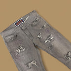 Vintage Levi's 511 Ripped Distressed Slim Straight Jeans Grey W31 L32