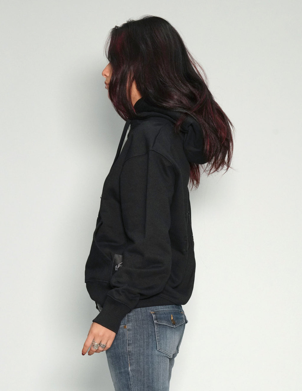 ST Hoodie in Black with Silver Lined Logo