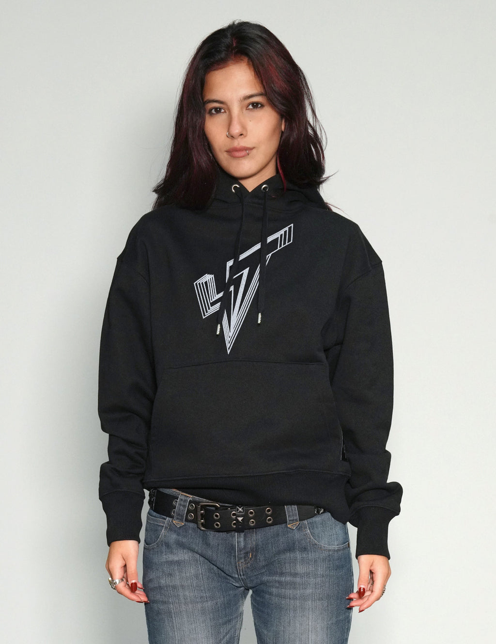 ST Hoodie in Black with Silver Lined Logo