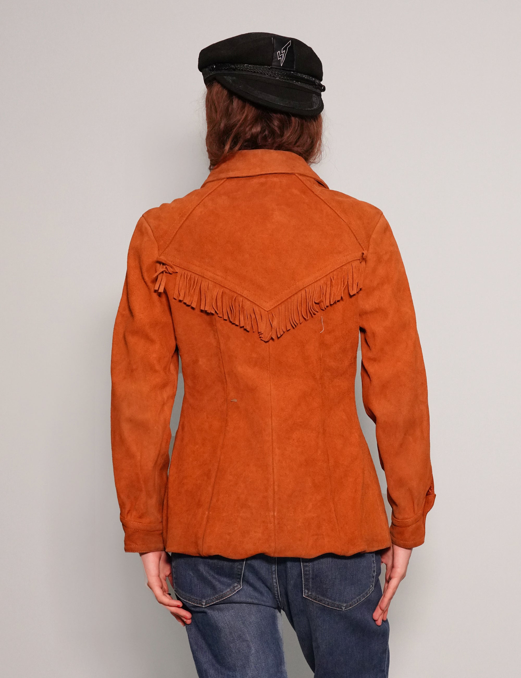 Vintage Orange Leather Cowgirl Jacket Medium