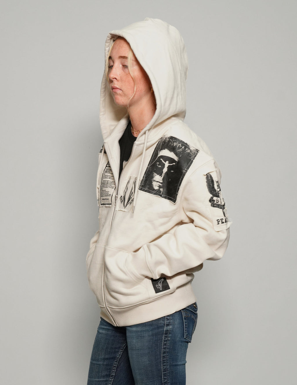 ST Multipatch Zip Hoodie in Ecru