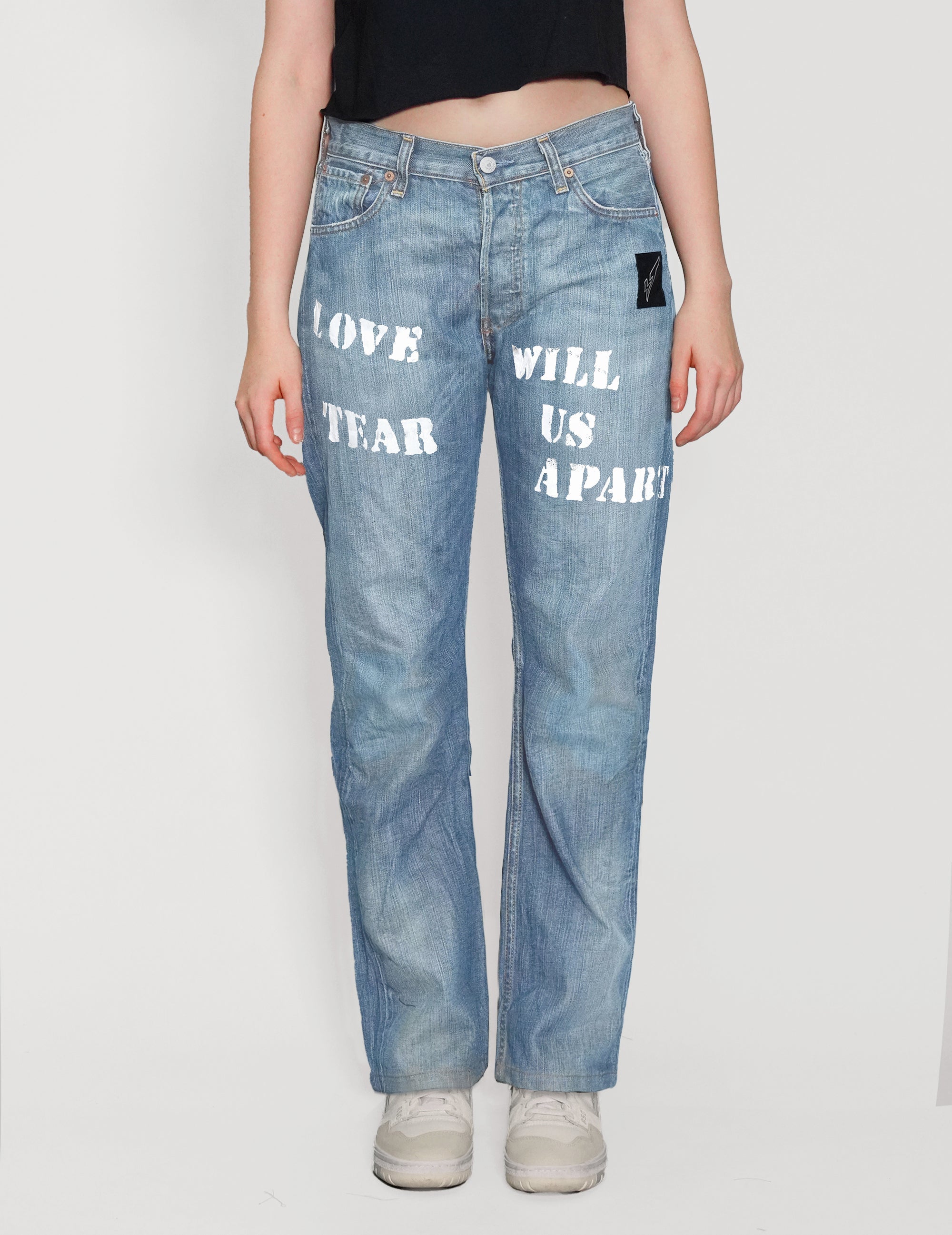 'Love Will Tear Us Apart' Jeans in Light Blue