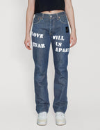 'Love Will Tear Us Apart' Jeans in Blue