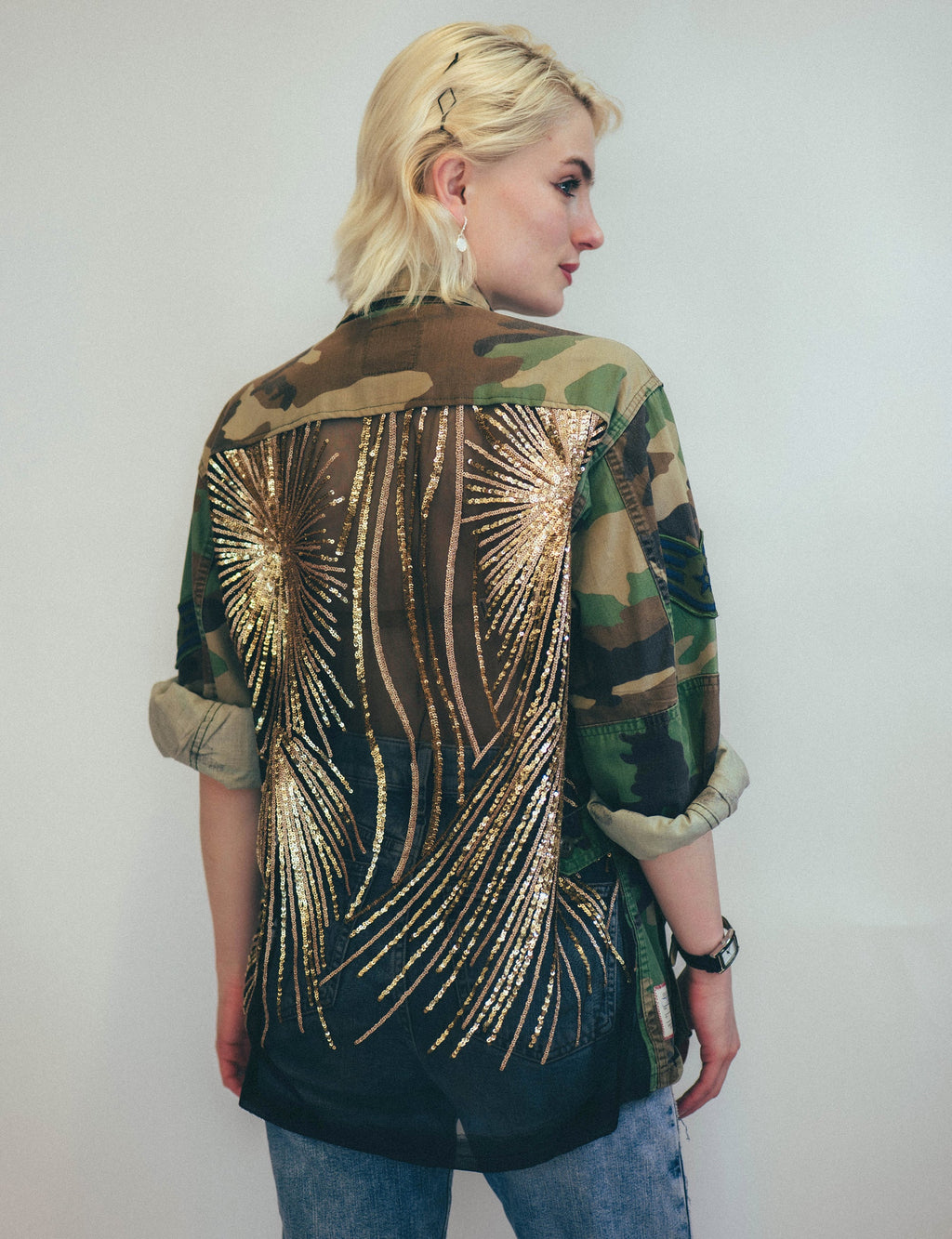 Party Back Shirt - Gold Sequin - Camo