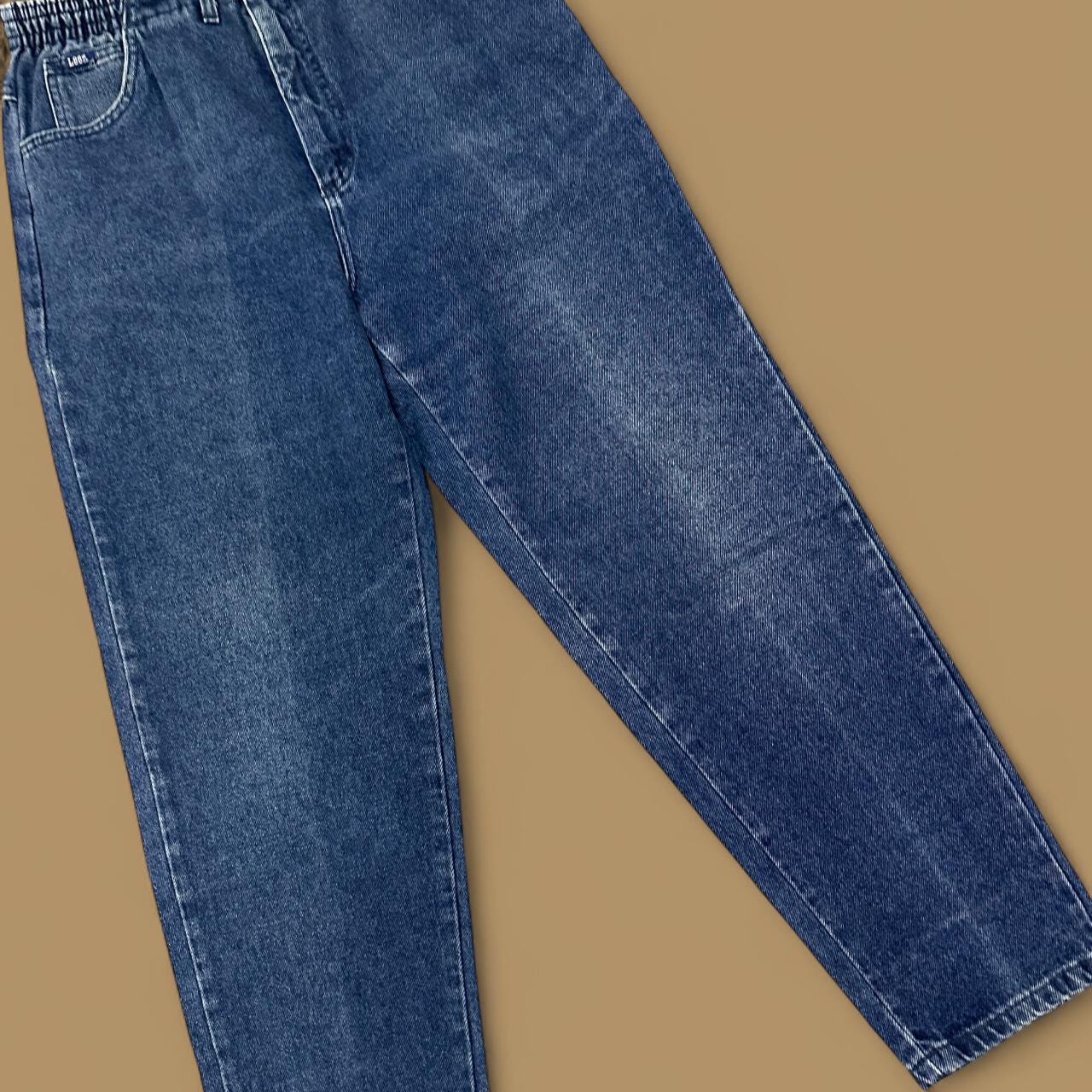 Vintage 90s Lee Elastic Waist Tapered Leg Mom Jeans Dark Blue W30 L28