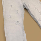 Vintage Lee Raw Hem Distressed Straight Leg Jeans Light Grey W32 L27