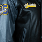 Aviatrix Leather College Varsity Jacket Black/Grey