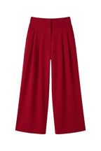 Tyler Fine Twill Pleat Front Wide Leg Trouser - Chilli Red