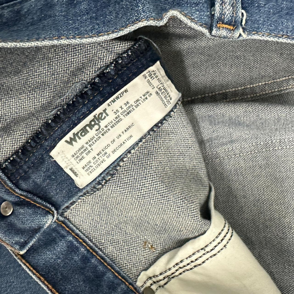 Vintage Wrangler USA Raw Hem Straight Leg Ankle Jeans Dark Blue W35 L31