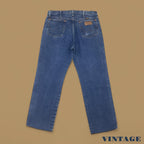 Vintage Wrangler USA Raw Hem Straight Leg Ankle Jeans Dark Blue W34 L28
