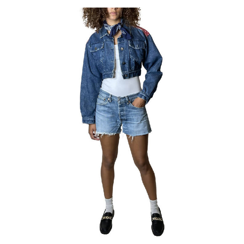 Original Vintage 1980's Denim & Floral Patch Jacket UK 8 - 10