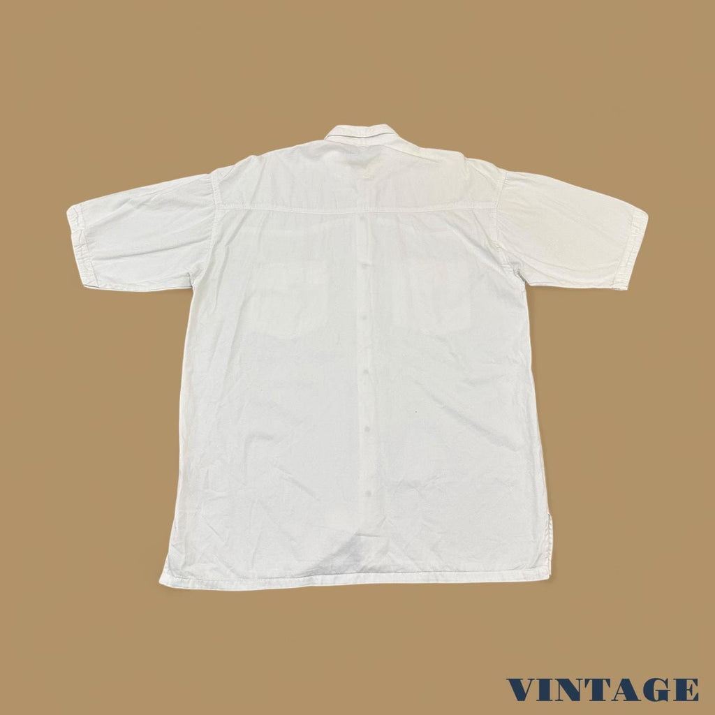 Vintage Short Sleeved Denim Shirt White XXL