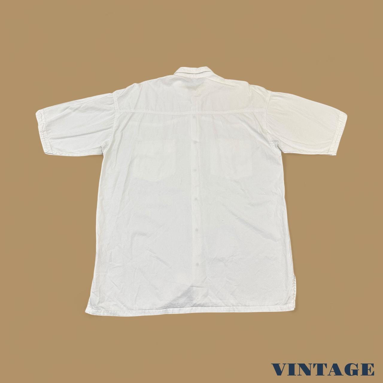 Vintage Short Sleeved Denim Shirt White XXL