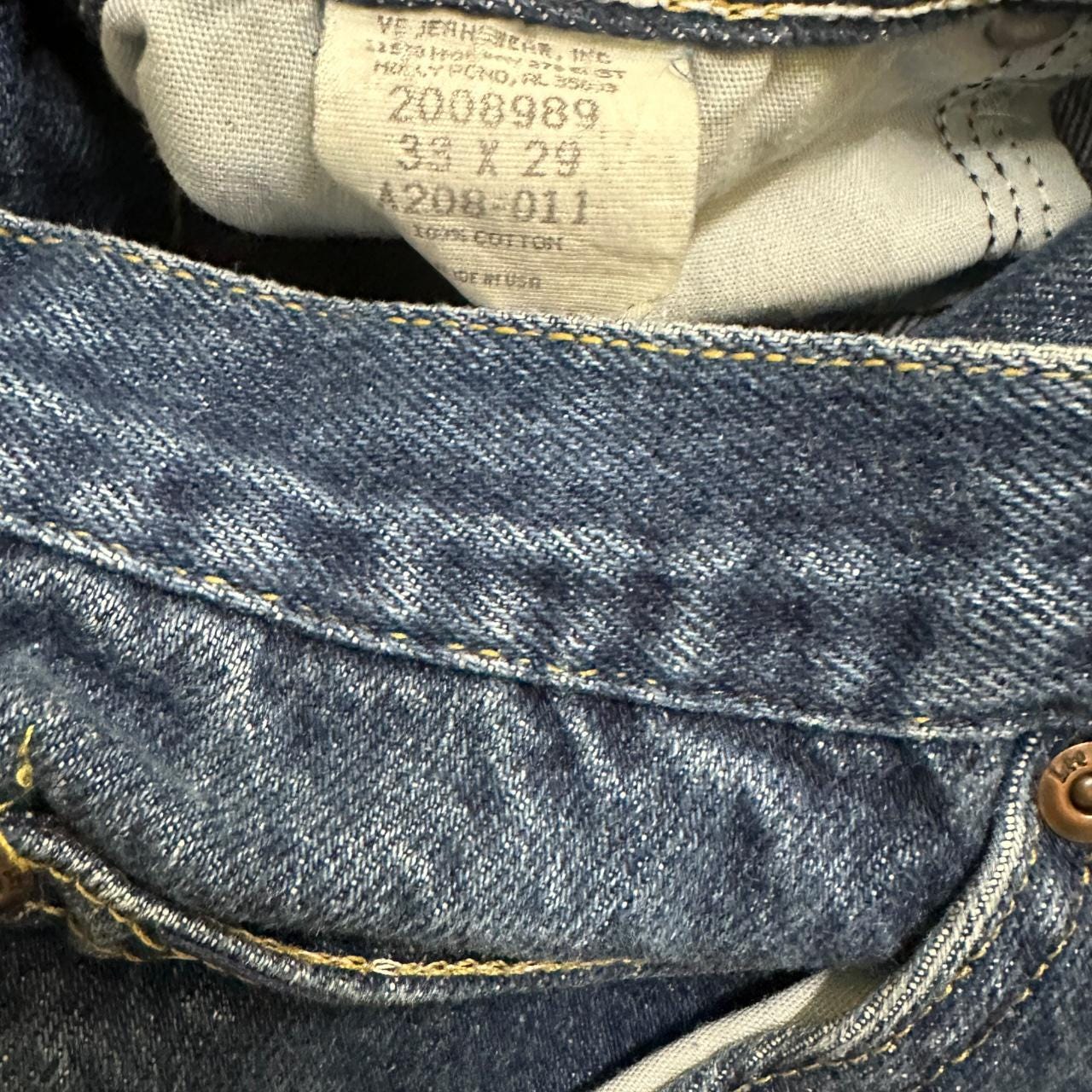 Vintage Lee Distressed Straight Leg Jeans Dark Blue W33 L29