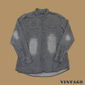 Vintage Angelo Litrico Slim Fit Denim Shirt Charcoal Grey XXL